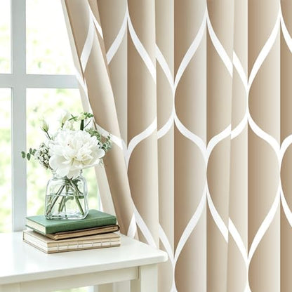 Gelbchu Geometric Shower Curtain for Bathroom, Cream, 72x72