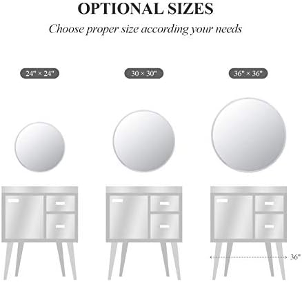 Round Frameless Wall Mirror, 30 Inch, HD Float Glass, Beveled Edge