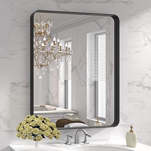 LOAAO 30X36 Inch Black Bathroom Mirror Metal Framed