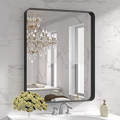 LOAAO 30X36 Inch Black Bathroom Mirror Metal Framed