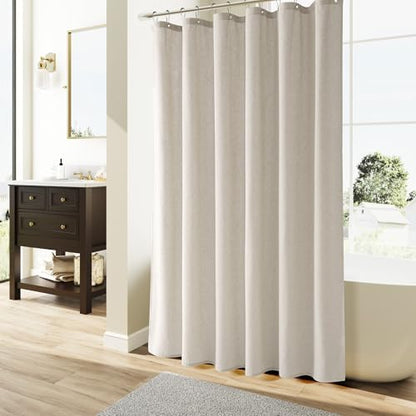 Naturoom Linen Shower Curtain 78 Inch Long for Bathroom Apricot 1 Panel