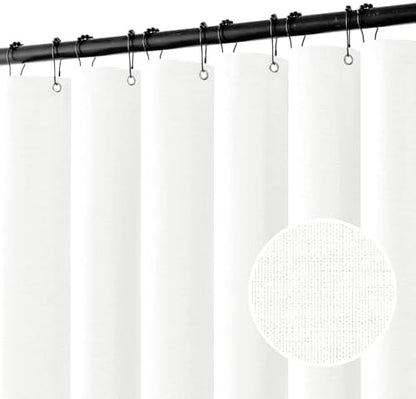 MIULEE Linen Fabric Shower Curtain White W72*L72 12 Metal Hooks