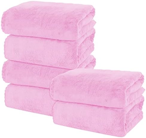 MOONQUEEN 6 Pack Premium Bath Towel Set - Quick Drying - Microfiber Coral Velvet Highly Absorbent Towels - Multipurpose Use as Bath Fitness, Bathroom, Shower, Sports, Yoga Towel (Frozen Berry)
