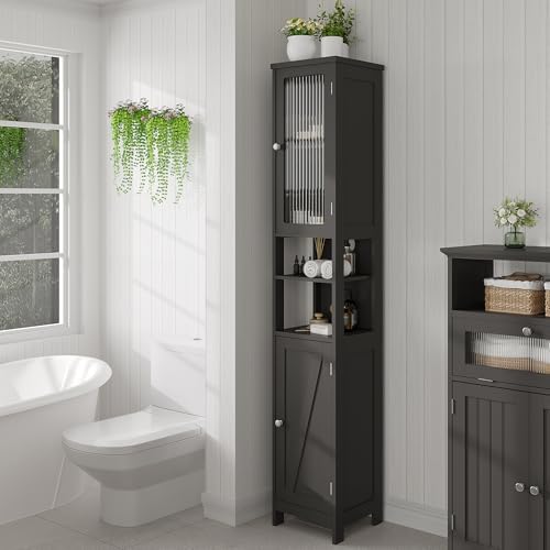 ChooChoo Narrow Bathroom Storage Cabinet with Light， Space Saving