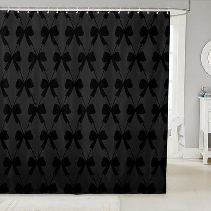 jejeloiu Cute Bow Black Bowknot Shower Curtain 72"x78" Bathroom