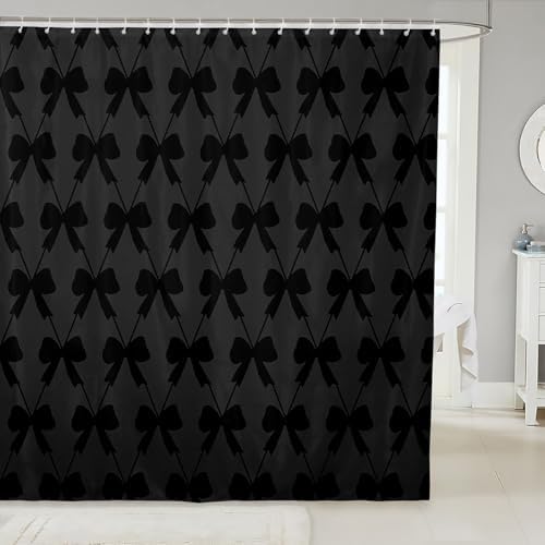 jejeloiu Cute Bow Black Bowknot Shower Curtain 72"x84" Bathroom