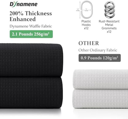 Dynamene Extra Long Waffle Shower Curtain 256 GSM Fabric 72x96 Black