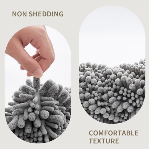 Bathroom Rugs Non Slip Washable 60x24, Extra Thick Soft Chenille Absorbent Bath Mat, High Density Barrier Non Slip Backing, Quick Dry Plush Shaggy Floor Carpet for Tub&Shower, Grey