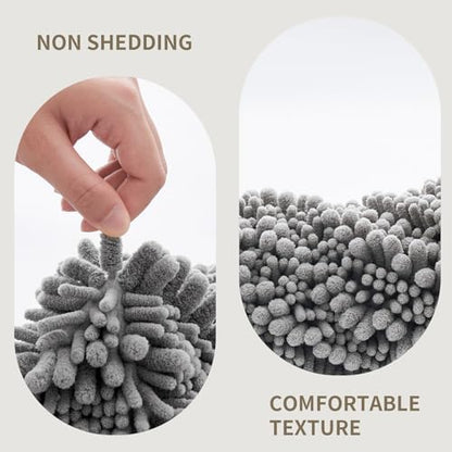 Bathroom Rugs Non Slip Washable 44x24, Extra Thick Soft Chenille Absorbent Bath Mat, High Density Barrier Non Slip Backing, Quick Dry Plush Shaggy Floor Carpet for Tub&Shower, Grey