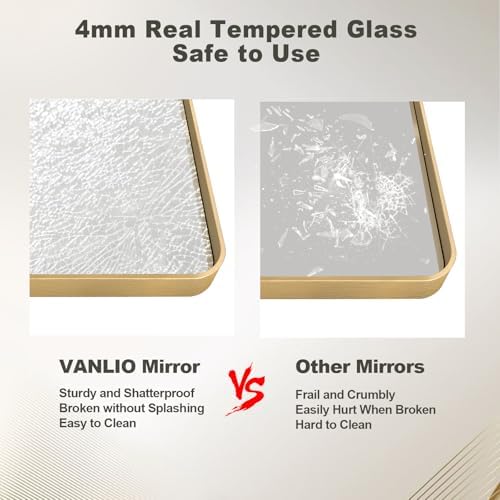 55x36 Inch Gold Framed Bathroom Mirror