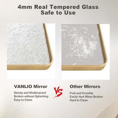 20x30 Inch Gold Framed Bathroom Vanity Mirror