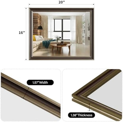 Retro Copper Effect Framed Wall Mirror, 16x20 Rectangle Mirror
