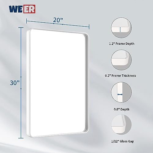 WEER White Bathroom Vanity Mirror 20x30 Inch