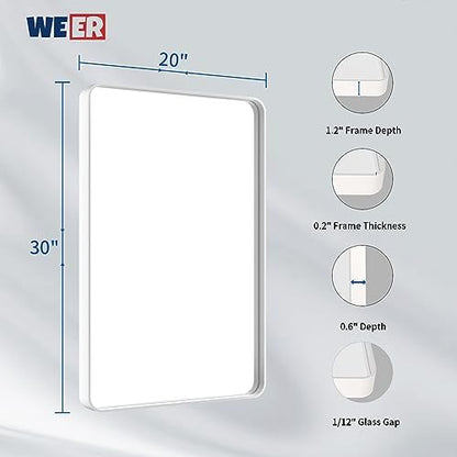 WEER White Bathroom Vanity Mirror 20x30 Inch