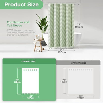 Dynamene Stall Boho Shower Curtain Tufted Chevron 54"x78" Sage Green