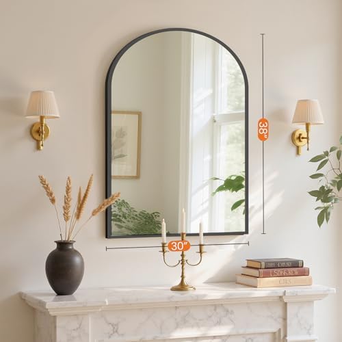 Sweetcrispy 38x30 Bathroom Mirrors for Wall, Arched Mirror for Over Sink