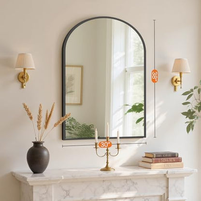 Sweetcrispy 38x30 Bathroom Mirrors for Wall, Arched Mirror for Over Sink