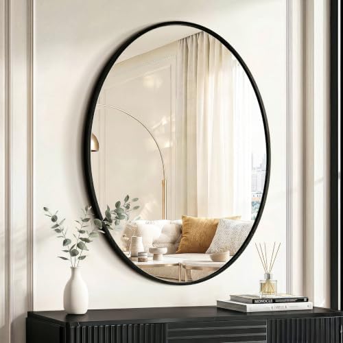 Black Oval Bathroom Mirror for Wall, 24"x32" Bathroom Vanity Mirror