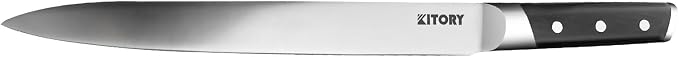 12” Slicing Knife - Japanese Style Meat Carving and BBQ Brisket Knife for Turkey - German High Carbon Steel- Big Size pakkaWood Mirror Finish Handle Design, with Gift Box