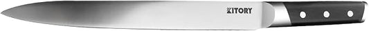 12” Slicing Knife - Japanese Style Meat Carving and BBQ Brisket Knife for Turkey - German High Carbon Steel- Big Size pakkaWood Mirror Finish Handle Design, with Gift Box