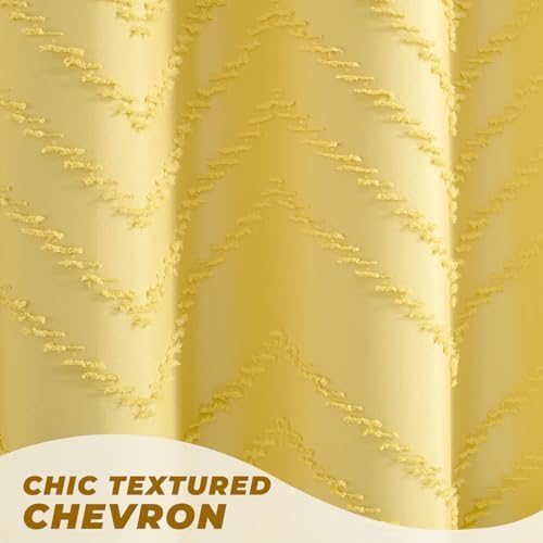Yellow Boho Fabric Shower Curtain 72 x 78 Inches