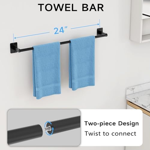 KLJKPA Black Bathroom Accessories Set, 4-Piece Bathroom Hardware Set