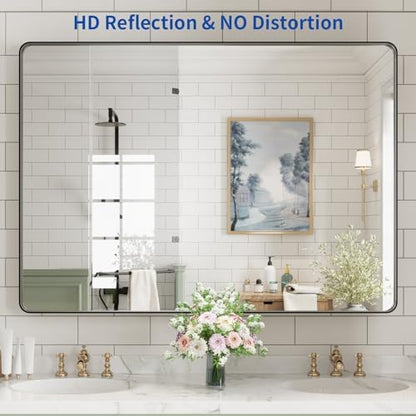 WEER Black Bathroom Vanity Mirror 50X36 Inch