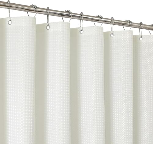 2-in-1 Waterproof Fabric Shower Curtain - No Separate Liner Needed, Hotel-Style Waffle Weave, Effortless Cleaning & Washable Bathroom Shower Curtain Set,72Wx84H,Cream