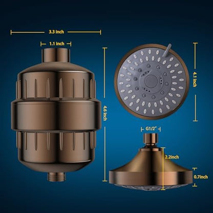FEELSO Shower Head with Shower Filter, Filtered Shower Head for Hard Water