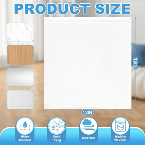 100% Cotton Washcloths Set, 12-Pack White Wash Cloths, 12x12 Inch