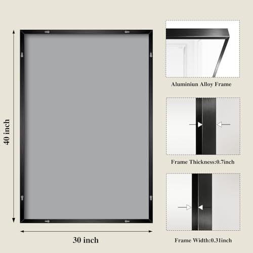 Koonmi Black Mirrors for Wall, 30x40 Inch Bathroom Mirror, Rectangular Wall Mirror for Living Room Bedroom Bathroom, Hangs Horizontally or Vertically