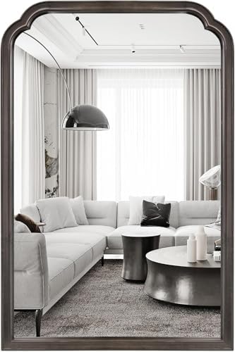 WallBeyond Wood Bathroom Mirrors for Wall Mounted, 20" x 30" Rustic Wood Frame Wall Mirrors Decorative for Living Room or Bedroom Vanity Mirror (Black)