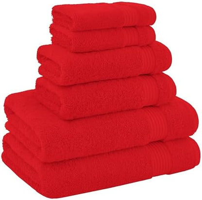 American Veteran Towel, 100% Cotton Turkish 6 Piece Towel Set, Luxury Towels Set of 6 for Bathroom Essentials, 2 Bath Towels 2 Hand Towels 2 Washcloths, Red
