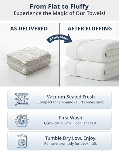 LANE LINEN Bath Towel Set 100% Cotton 6 Piece Soft Absorbent - White