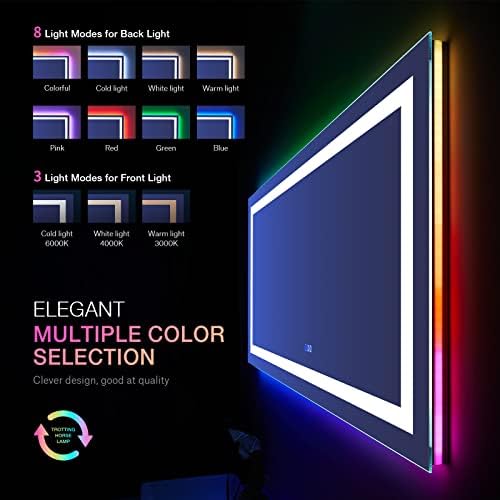 LOAAO 55"X30" RGB LED Bathroom Mirror with Lights, UL Listed