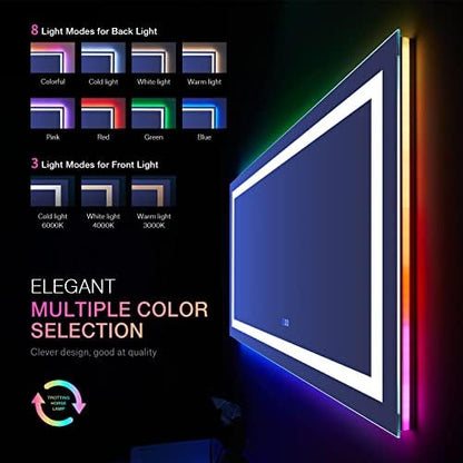LOAAO 55"X30" RGB LED Bathroom Mirror with Lights, UL Listed