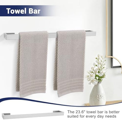 Lairuier Brushed Nickel Bathroom Accessories, 23.6 inches Towel Bar Set