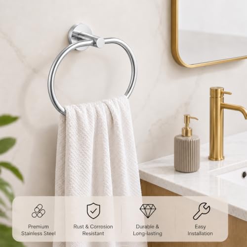 Polished Chrome Bathroom Accessories Set, 7 Pieces Towel Bar Bathroom Hardware Set, 31.5 Inch Towel Racks for Bathroom, SUS304 Stainless Steel Bathroom Towel Holder Toilet Paper Holder Wall Mounted