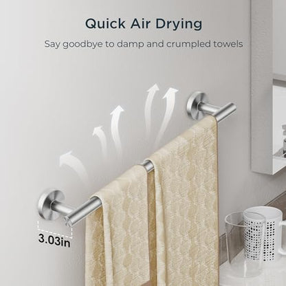 FORIOUS Bathroom Accessories, 5-Piece Bathroom Hardware Set - 24" Towel Bar