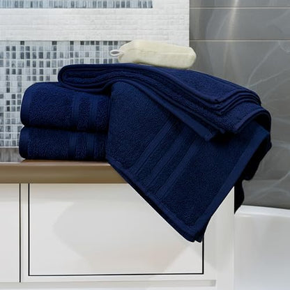 Tens Towels 4 Piece Bath Towels 27x54 Inches, Navy
