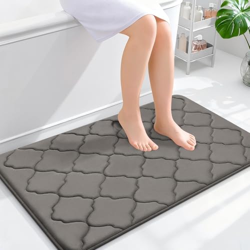 OLANLY Memory Foam Bath Mat Rug 36x24, Ultra Soft Bathroom Rugs, Taupe