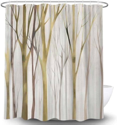 Birch Forest Abstract Shower Curtain Farmhouse Bathroom Decor 72X84 Inch