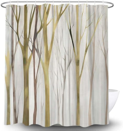 Birch Forest Abstract Shower Curtain Farmhouse Bathroom Decor 72X84 Inch