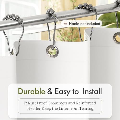 Bathway Shower Curtain Liner, White Shower Curtain Liner 72x78 Lightweight PEVA Waterproof Shower Curtain Liner Plastic with 3 Magnets and 12 Rustproof Metal Grommets, Long Shower Liner for Bathroom