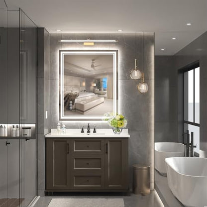 Ratsamee 30"x36" LED Bathroom Mirror with Lights, Backlit + Front Lit