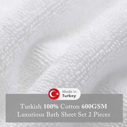 Madison Park Turkish 600 GSM Bath Sheet Set, 35 x 70 in - 2 Piece, White