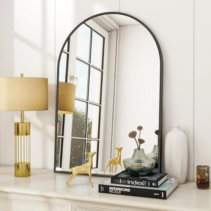 VooBang Arched Wall Mirror, 24 x 36 inch Arch Bathroom Mirror Black