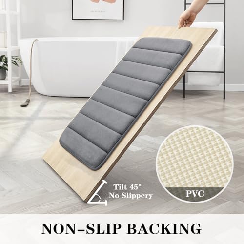 BYSURE Dark Grey Memory Foam Bathroom Rug Set 3 Piece