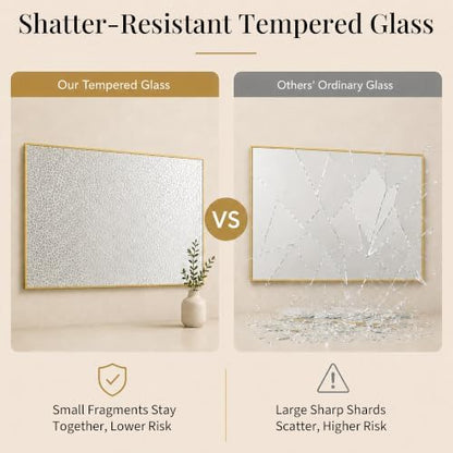 40"x30" Brushed Gold Framed Rectangle Bathroom Vanity Wall Mirror