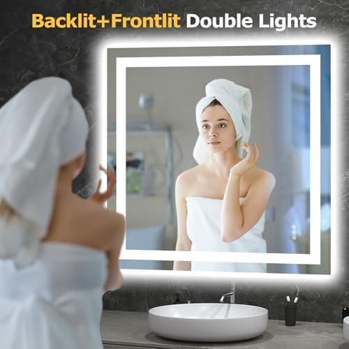 Hivone 36"X36" LED Bathroom Mirror with Lights, UL Listed